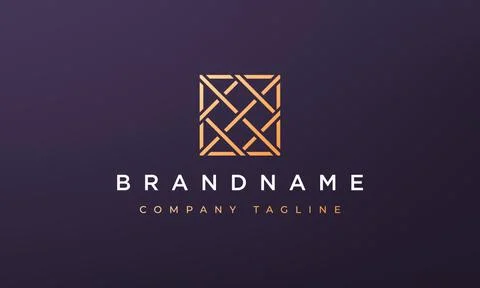Line square geometry logo concept in a line art style Stock Illustration