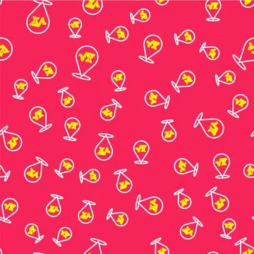 Line Square root of x glyph icon isolated seamless pattern on red background Stock Illustration