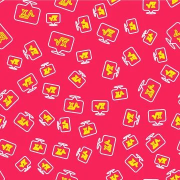 Line Square root of x glyph icon isolated seamless pattern on red backgroun.. Stock Illustration