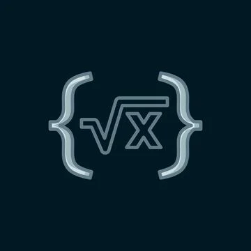 Line Square root of x glyph icon isolated on black background. Mathematical.. イラスト素材