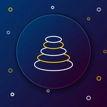 Line Stack hot stones icon isolated on blue background. Spa salon accessory.  Illustrazione stock