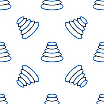 Line Stack hot stones icon isolated seamless pattern on white background. Spa Illustrazione stock