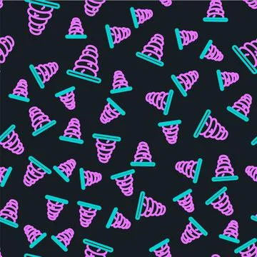 Line Stack hot stones icon isolated seamless pattern on black background. Spa Illustrazione stock