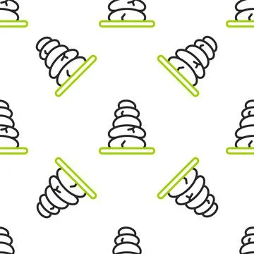 Line Stack hot stones icon isolated seamless pattern on white background. Spa Illustrazione stock