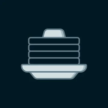 Line Stack of pancakes with honey icon isolated on black background. Breakf.. 스톡 일러스트