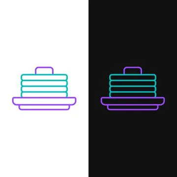 Line Stack of pancakes icon isolated on white and black background. Baking with 스톡 일러스트
