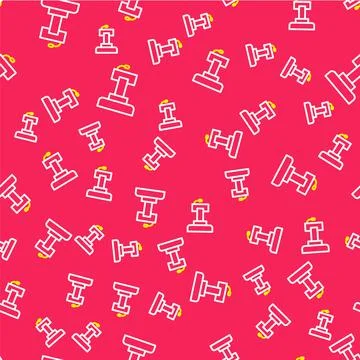 Line Stage stand or debate podium rostrum icon isolated seamless pattern on red Stock Illustration