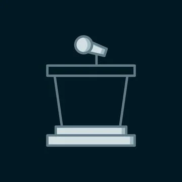 Line Stage stand or debate podium rostrum icon isolated on black background.. Stock Illustration