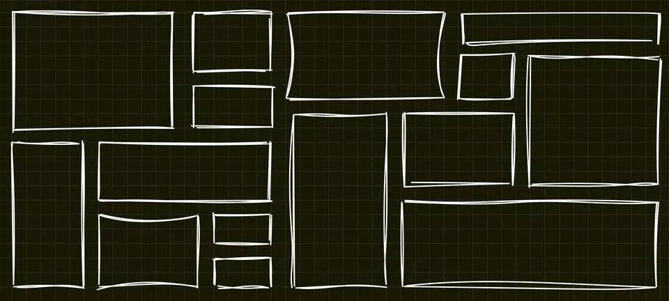 Line stamps boxes set. Square and rectangle grunge stroke frames. Rectangle.. イラスト素材