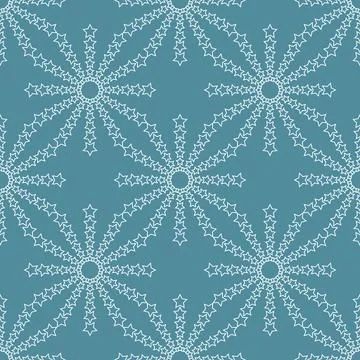 Line stars seamless pattern on blue background. Vector illustration Illustrazione stock