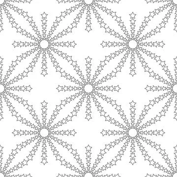 Line stars seamless pattern on white background. Vector illustration 스톡 일러스트