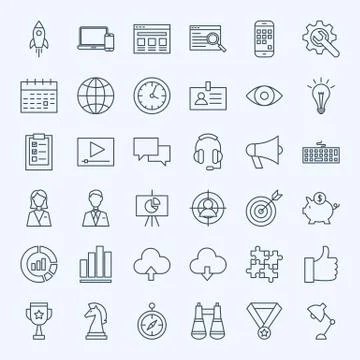 Line Startup Icons Stock Illustration