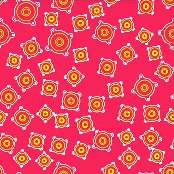 Line Stereo speaker icon isolated seamless pattern on red background. Sound Stock Illustration