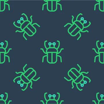 Line Stink bug icon isolated seamless pattern on blue background. Vector Illustrazione stock