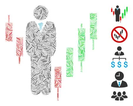 Line Stocks Manager Icon Vector Collage Stock Illustration
