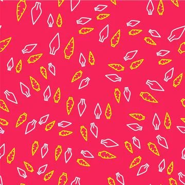 Line Stone age arrow head icon isolated seamless pattern on red background Stock Illustration