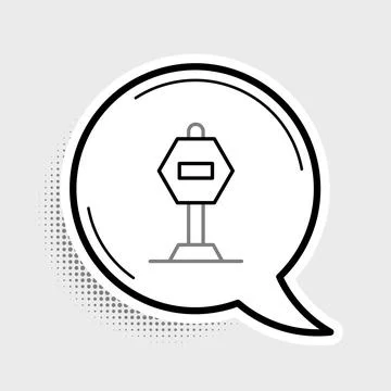 Line Stop sign icon isolated on grey background. Traffic regulatory warning stop 스톡 일러스트