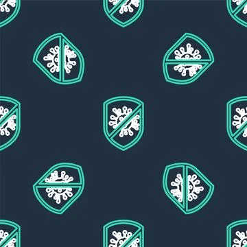 Line Stop virus, bacteria, germs and microbe icon isolated seamless pattern on Stock Illustration