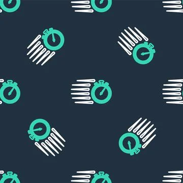 Line Stopwatch icon isolated seamless pattern on black background. Time timer Illustrazione stock