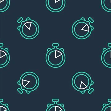 Line Stopwatch icon isolated seamless pattern on black background. Time timer Stockillustratie