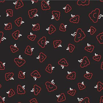 Line Storm icon isolated seamless pattern on black background. Cloud and Illustrazione stock