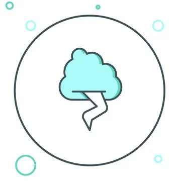 Line Storm icon isolated on white background. Cloud and lightning sign. Wea.. Stock Illustration