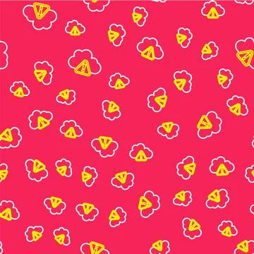 Line Storm warning icon isolated seamless pattern on red background. Exclamation Illustrazione stock