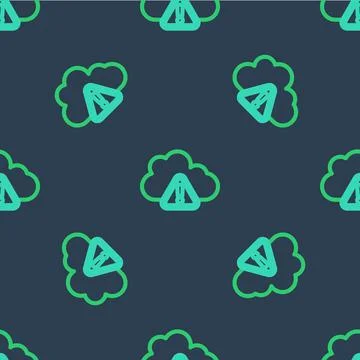 Line Storm warning icon isolated seamless pattern on blue background Stock Illustration