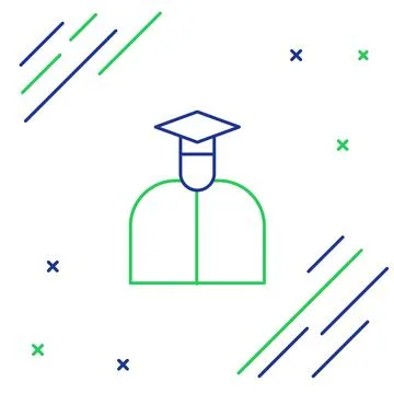 Line Student icon isolated on white background. Colorful outline concept. Vector Stock Illustration