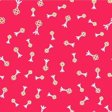 Line Studio light bulb in softbox icon isolated seamless pattern on red Stock Illustration