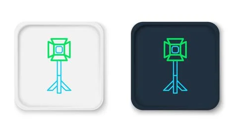 Line Studio light bulb in softbox icon isolated on white background. Shadow.. Illustrazione stock