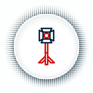 Line Studio light bulb in softbox icon isolated on white background. Shadow.. Illustrazione stock