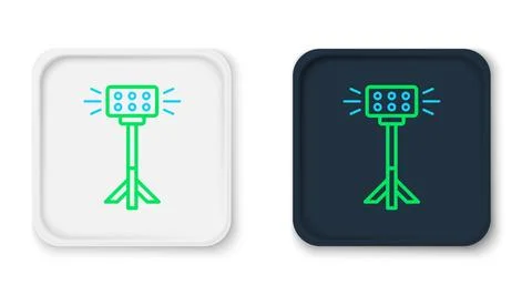 Line Studio light bulb in softbox icon isolated on white background. Shadow.. Illustrazione stock