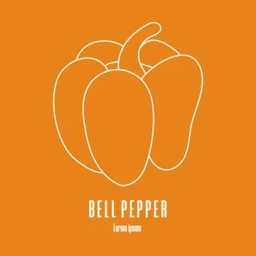 Line style icon of a bell pepper. Farm, market logo. Clean and modern vector. Stock Illustration