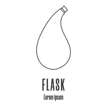 Line style icon of a hiking flask. Camping, travel logo. Vector illustration. Illustrazione stock