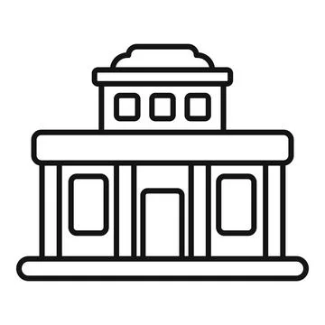 Line style icon representing a public building with columns Ilustración de archivo
