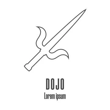 Line style icon of a sai. Dojo logo. Clean and modern vector illustration. Stock Illustration