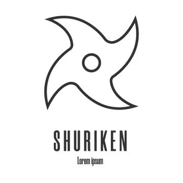 Line style icon of a shuriken. Ninja weapon. Logo, emblem. Vector illustration. Stock Illustration