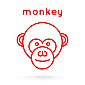 Line style logotype template with a monkey Stock Illustration
