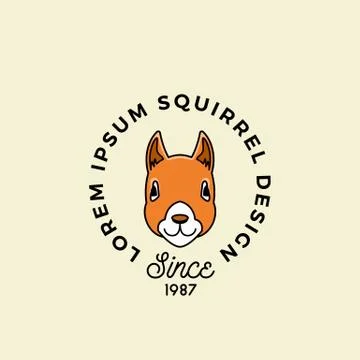 Line Style Squirrel Face with Retro Typography. Abstract Vector Sign, Symbol or Stock Illustration