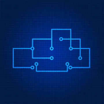 Line style technology cloud background. Stock Illustration