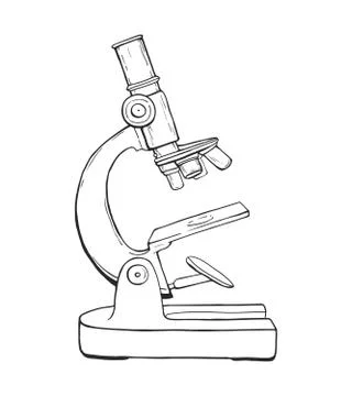 Line style vector illustration of microscope. Logo of microscope Stock Illustration