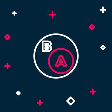 Line Subsets, mathematics, a is subset of b icon isolated on blue background 스톡 일러스트