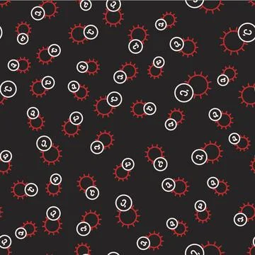 Line Sun icon isolated seamless pattern on black background.  Vector 스톡 일러스트