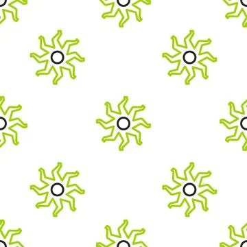 Line Sun icon isolated seamless pattern on white background. Vector Stock Illustration