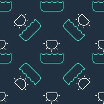 Line Sun icon isolated seamless pattern on black background.  Vector 스톡 일러스트