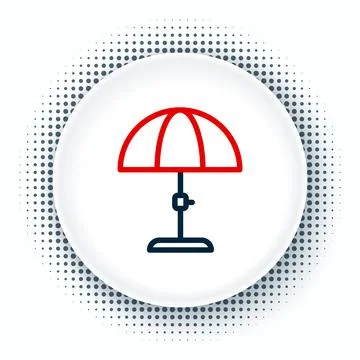 Line Sun protective umbrella for beach icon isolated on white background. Large Illustrazione stock