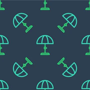 Line Sun protective umbrella for beach icon isolated seamless pattern on blue Stock Illustration