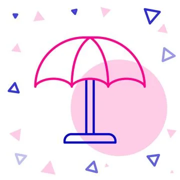 Line Sun protective umbrella for beach icon isolated on white background. L.. Illustrazione stock