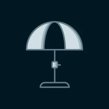 Line Sun protective umbrella for beach icon isolated on black background. L.. Illustrazione stock
